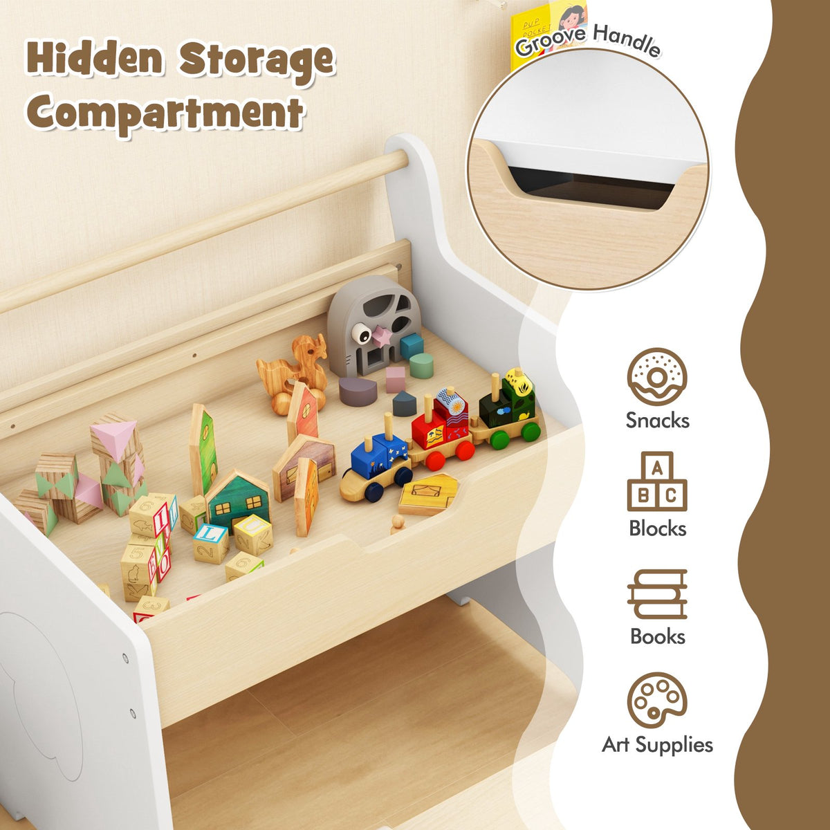 Kids Table and Chair Set – 2-in-1 Detachable Top, Chalkboard, Storage