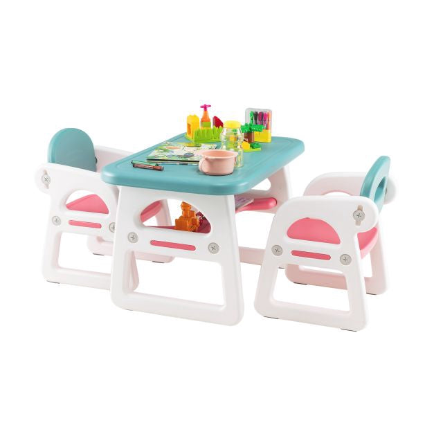 Kids Table and Chair Set, 3-Piece, Storage Shelf, Ages 1-5