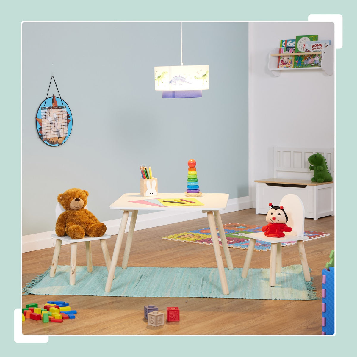 Kids Table and Chairs Set – Indoor Wooden Legs