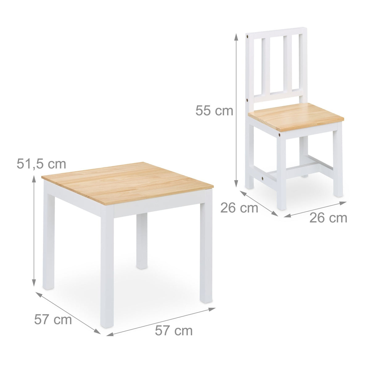Kids Table and Chairs Set – Wooden 3-Piece Indoor Furniture