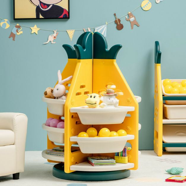 Kids Toy Storage Organizer – 360 Rotating, 8 Bins