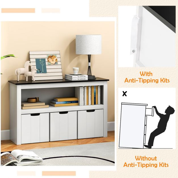 Kids Toy Storage Organizer, 3-Drawer, Blackboard Top