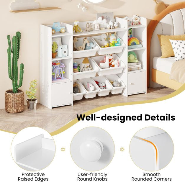Kids Toy Storage Organizer, 4-Tier, 8 Bins, White
