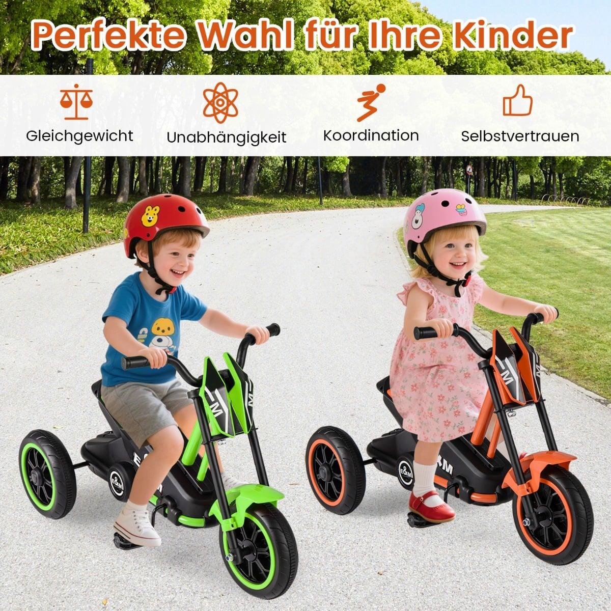 Kids' Tricycle with Non-Slip Pedals, Orange, Age 3+