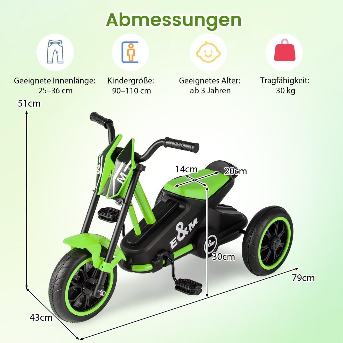 Kids' Tricycle with Non-Slip Pedals and Durable Wheels