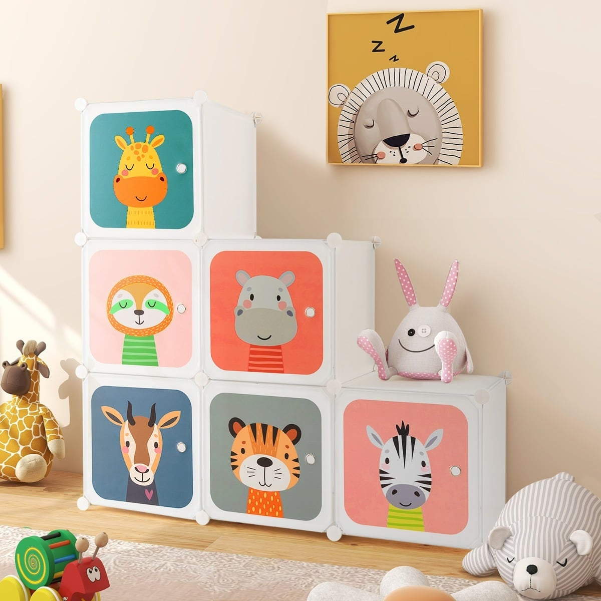 Kids Wardrobe with 8 Cubes & Hanging Space, Easy Assembly