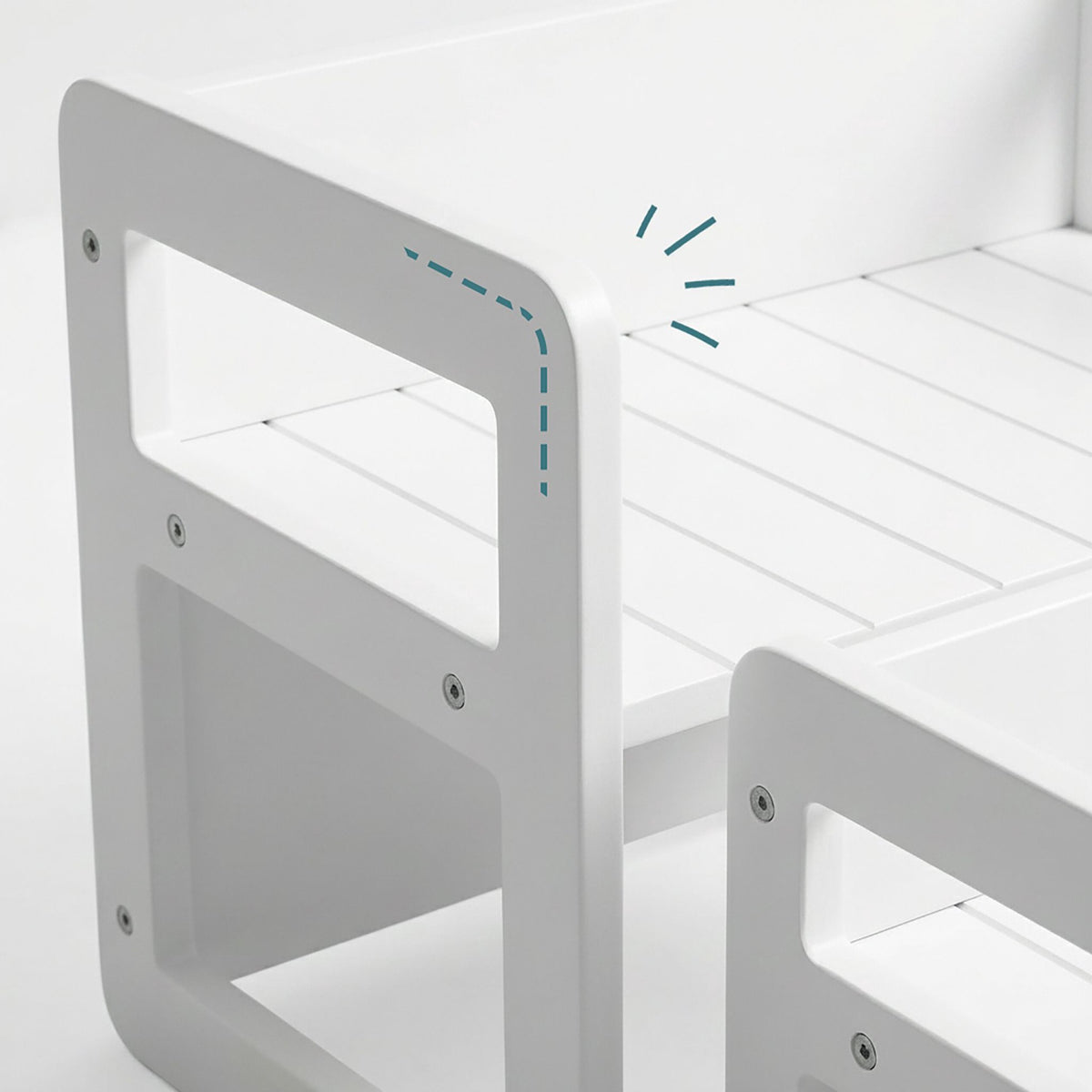 Kids White MDF Seating Set – Table & 2 Stools