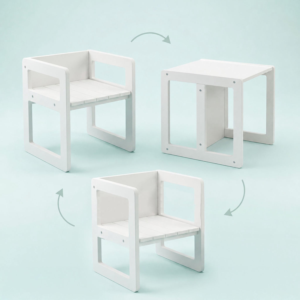 Kids White MDF Seating Set – Table & 2 Stools