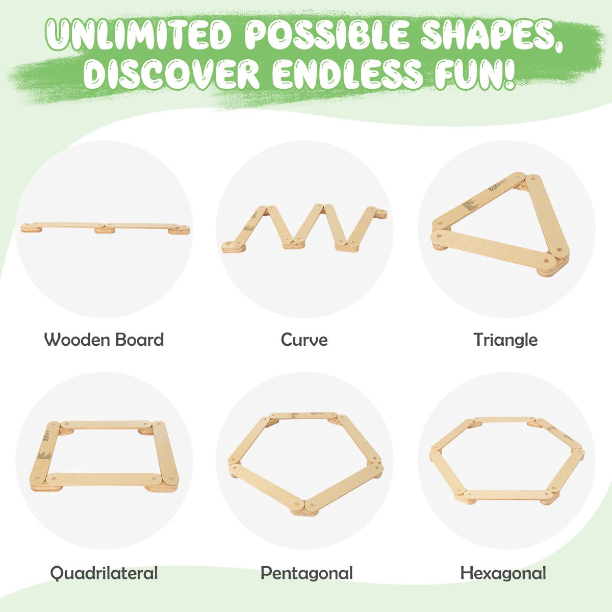 Kids Wooden Balance Beam Set with Stepping Stones, 15-Piece