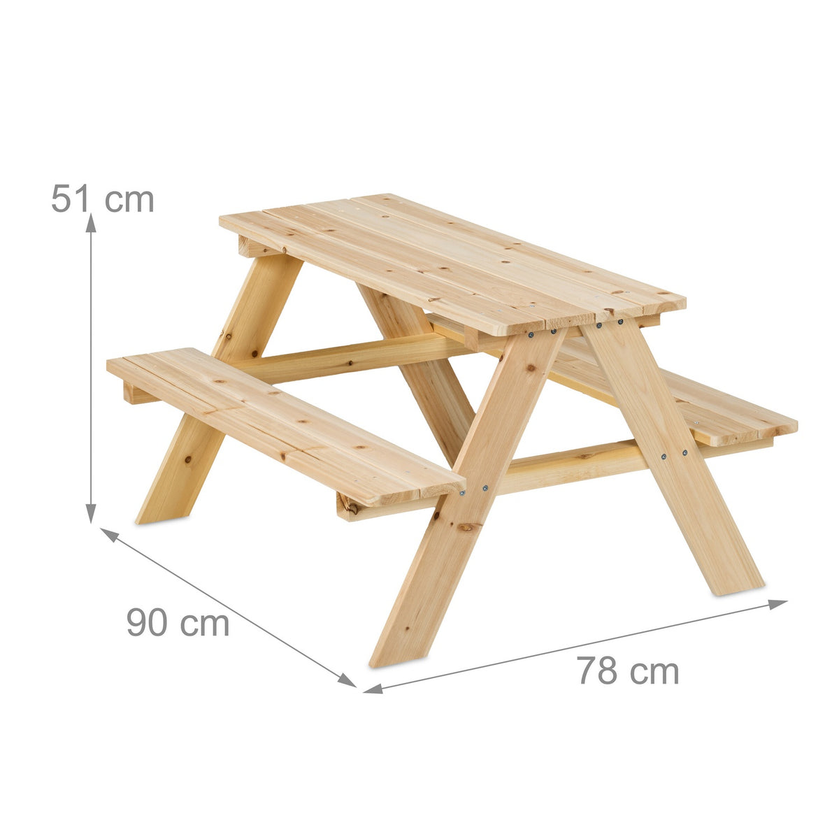 Kids Wooden Picnic Table with Benches, Outdoor Furniture