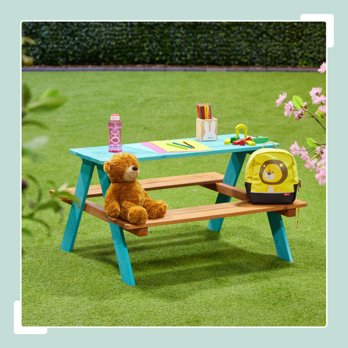 Kids Wooden Picnic Table with Benches – Pine Wood