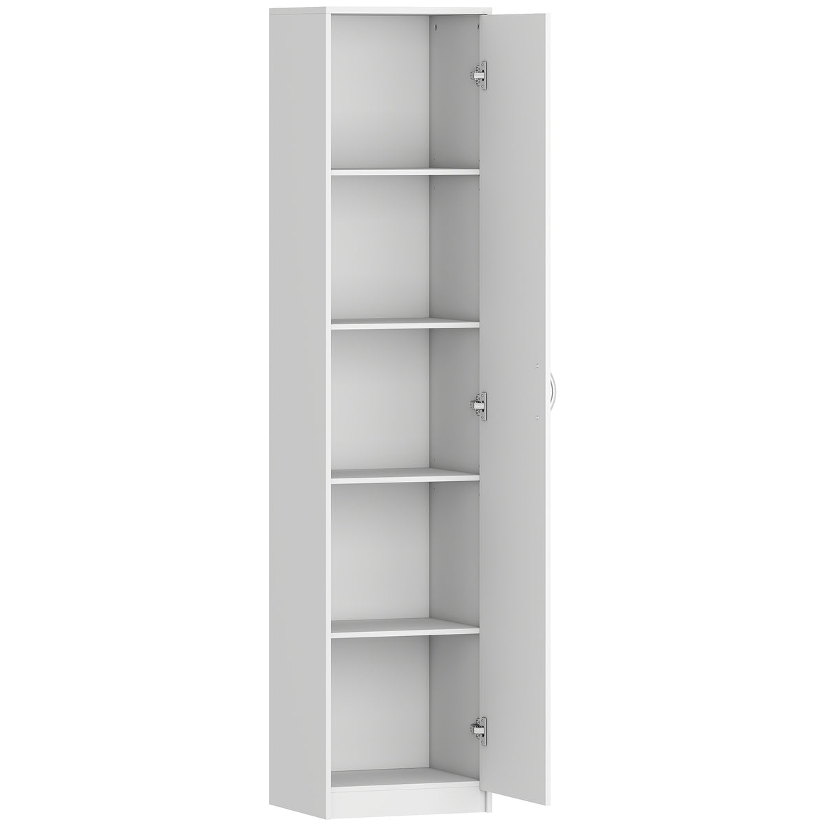 Kitchen Cabinet, 5-Tier Adjustable Shelves, White Wood