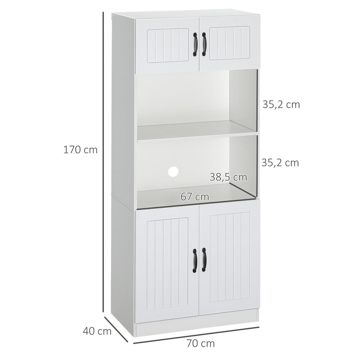 Kitchen Cabinet Kitchen Buffet Tall Cabinet With 2 Shelves And 2 Cupboards With Adjustable Shelves Microwave Shelf Anti-Tip Strap