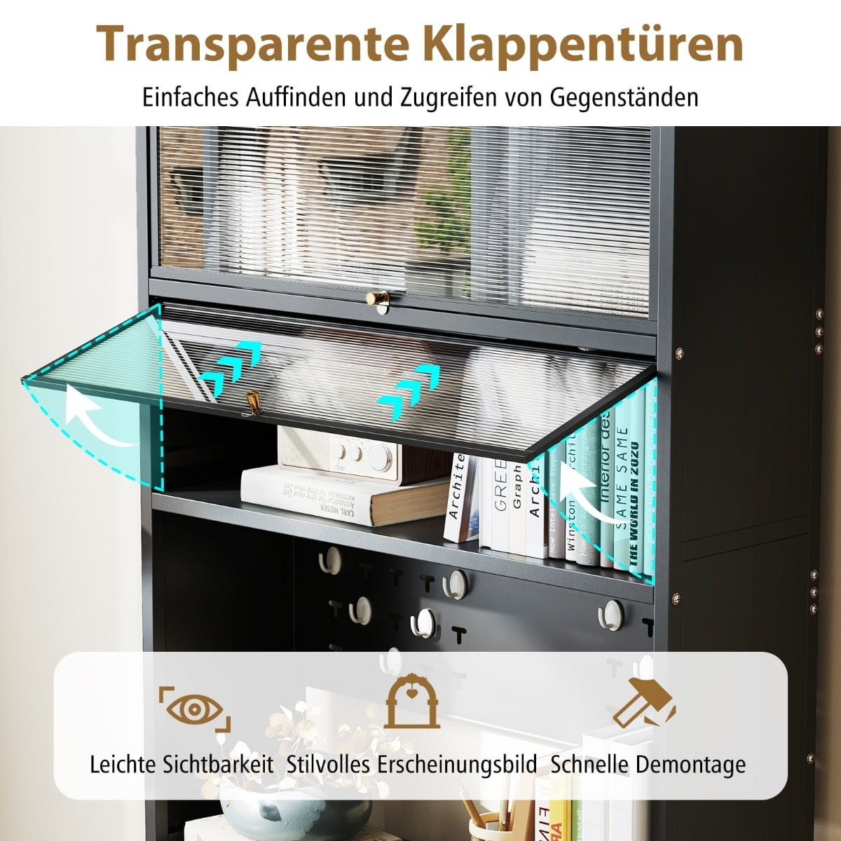 Kitchen Cabinet with 6 Shelves, Black, Freestanding