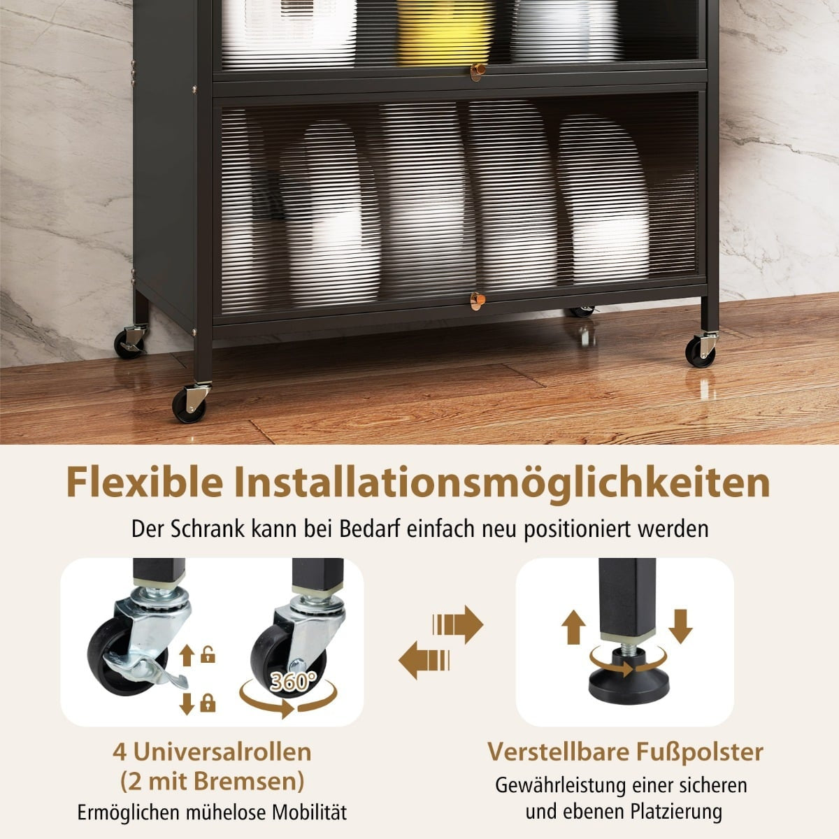 Kitchen Cabinet with 6 Shelves, Black, Freestanding