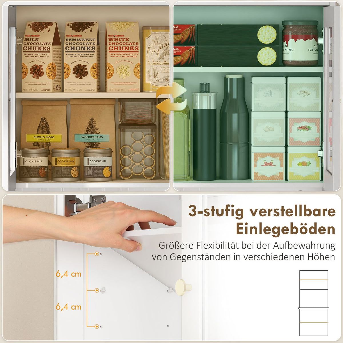 Kitchen Cabinet with Countertop, Wine Glass Holder, 170 cm, MDF, White