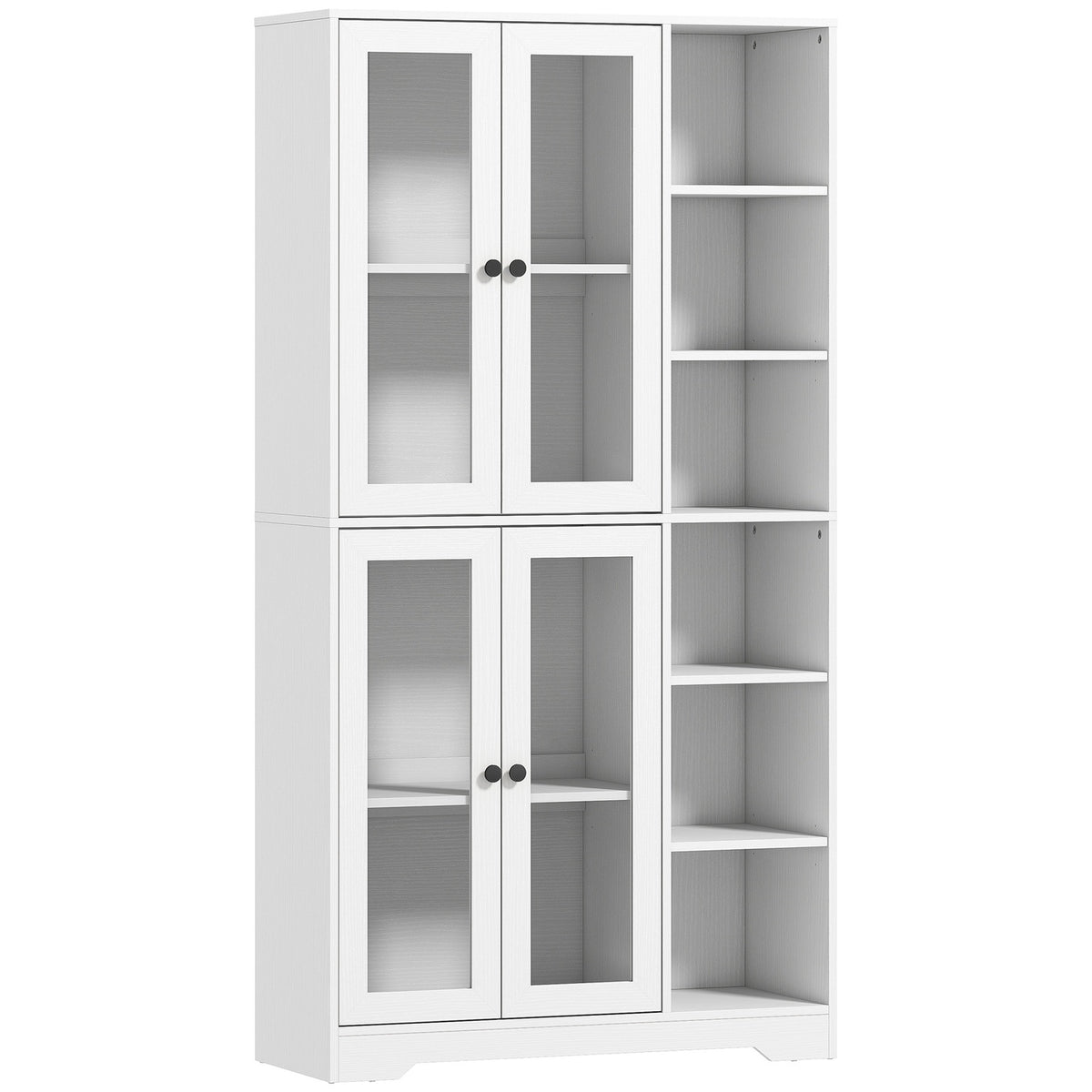 Kitchen Cabinet with Glass Doors, Shelves, 172 cm, White MDF
