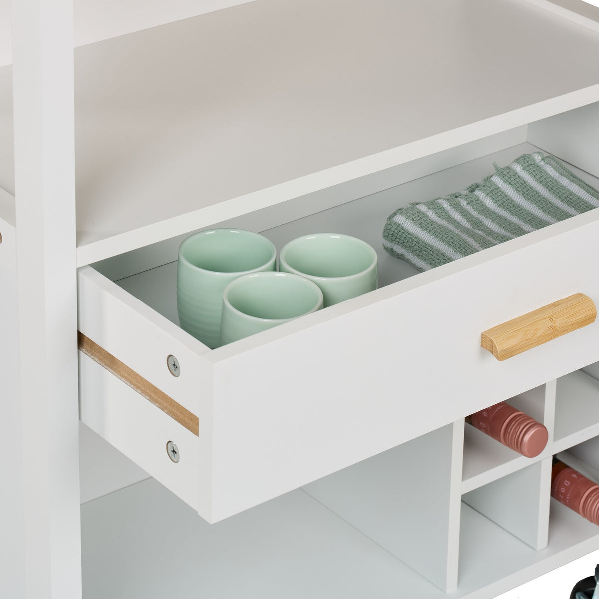 Kitchen Island Cart with Bamboo Top and Wine Rack