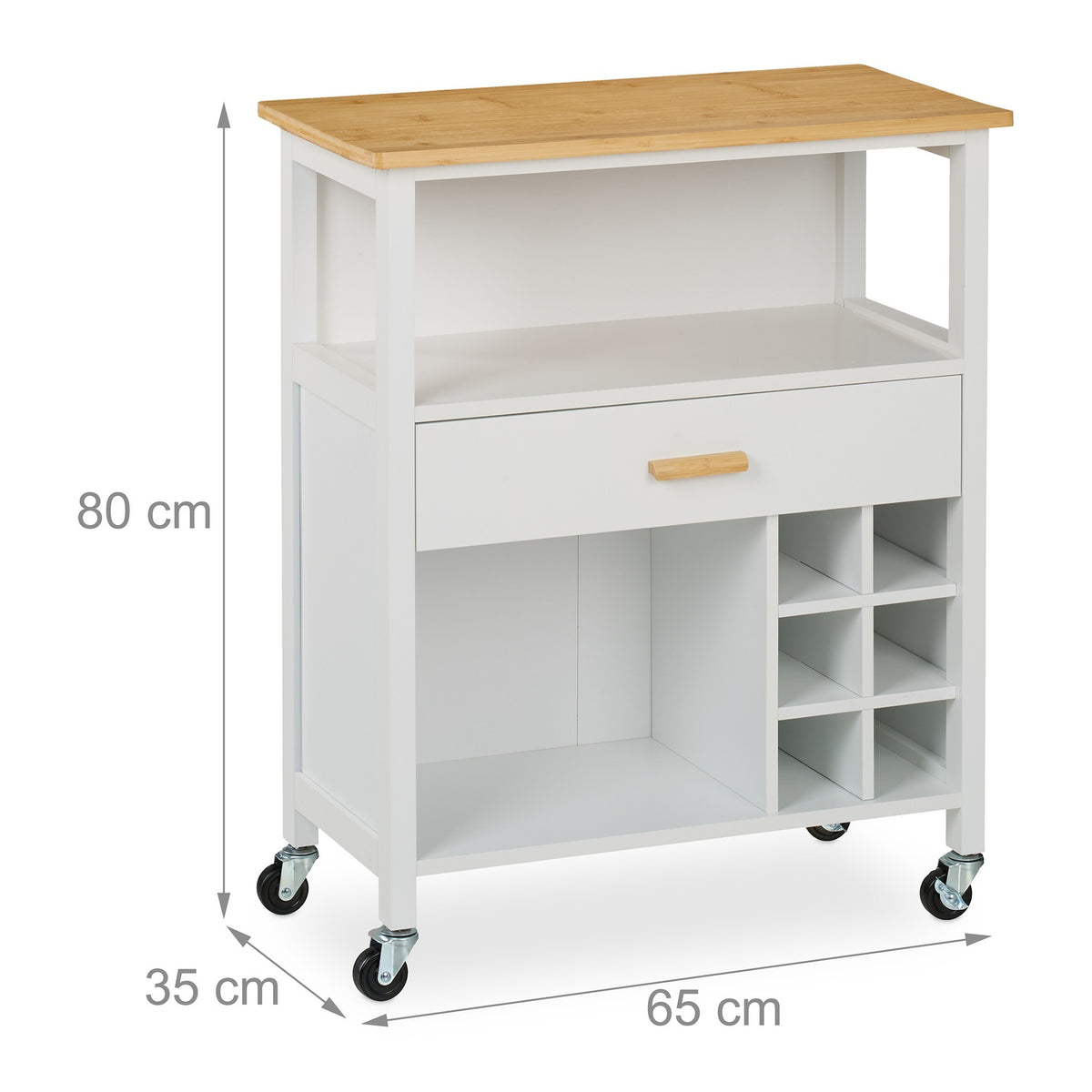 Kitchen Island Cart with Bamboo Top and Wine Rack