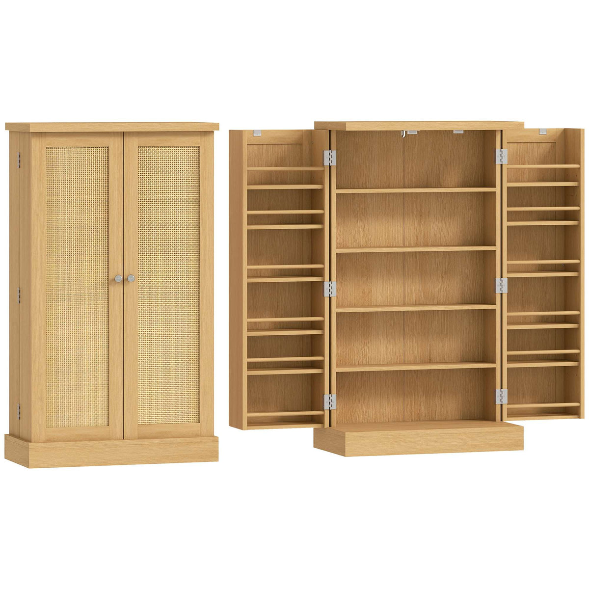 Kitchen Pantry Cabinet, Rattan, 104 cm, 12 Spice Racks