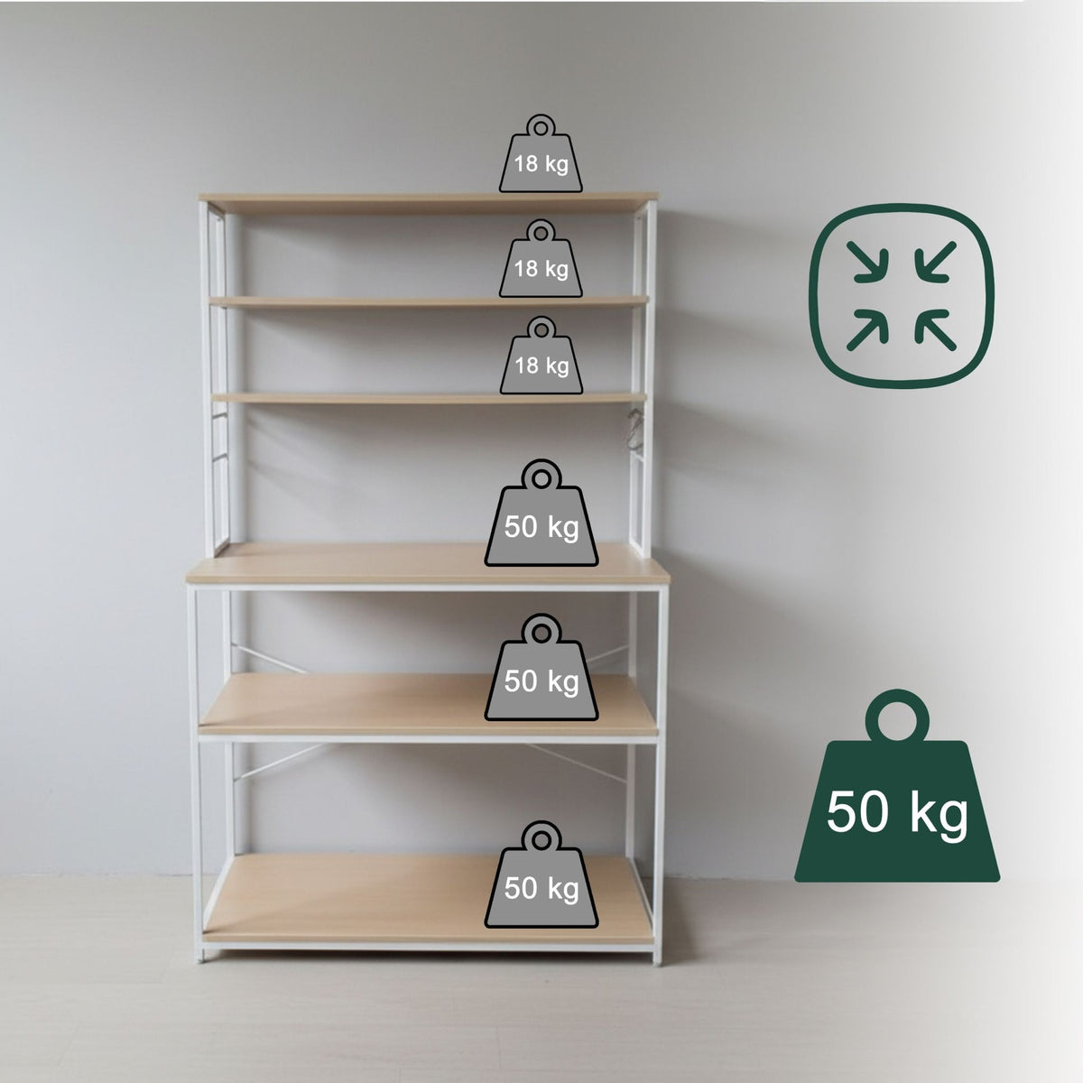 Kitchen Shelf with Worktop and Storage Space