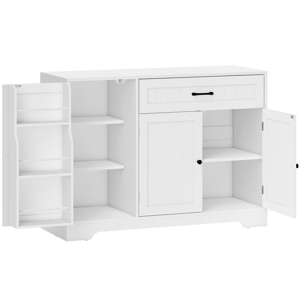 Kitchen Sideboard with Drawer and Adjustable Shelves, White