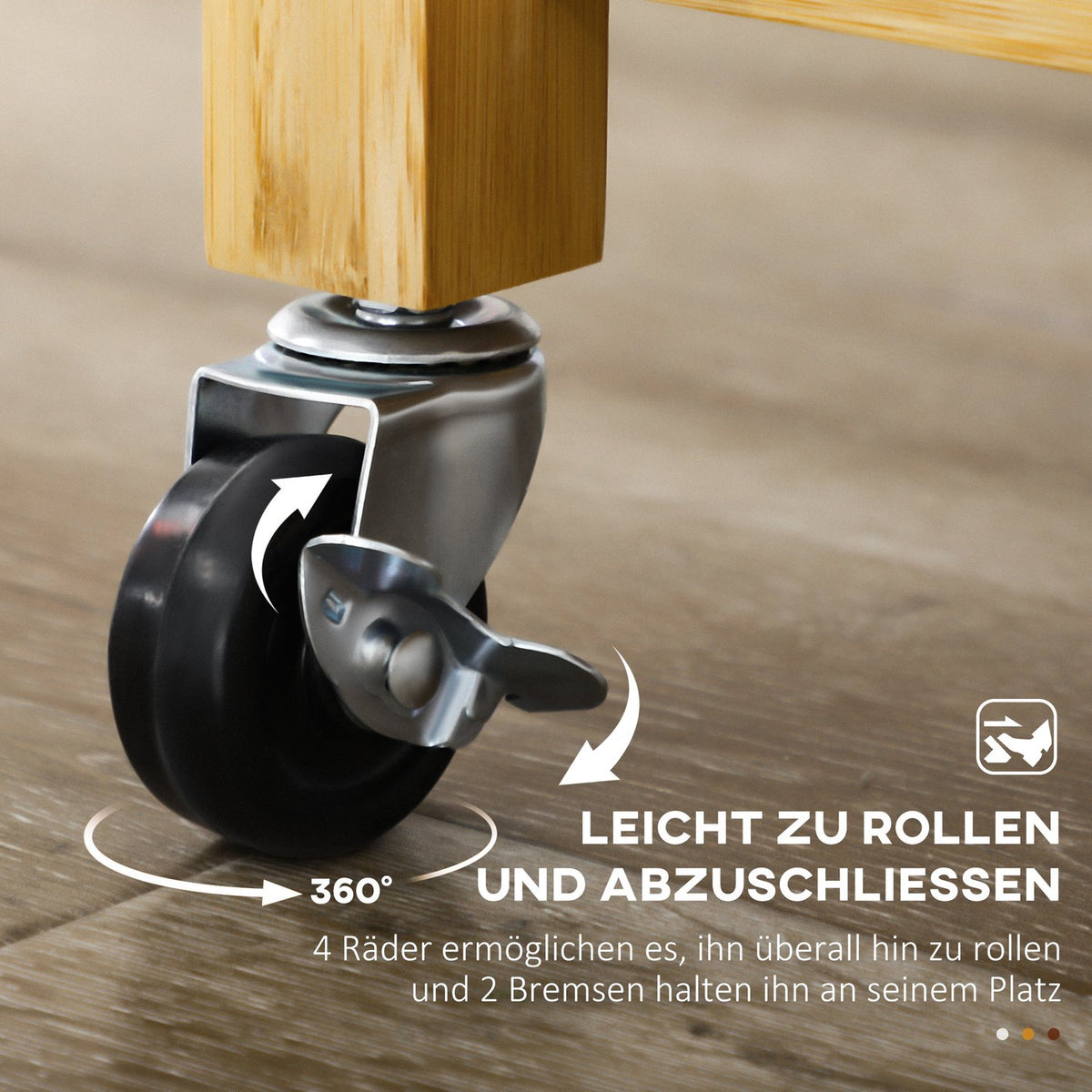 Kitchen Trolley Serving Trolley With Drawer, Cabinet, Open Shelves, Towel Rack, Worktop, Bamboo, Natural