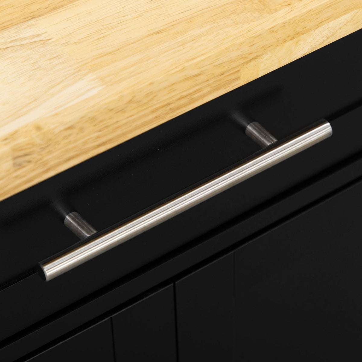 Kitchen Trolley Serving Trolley With Worktop Kitchen Trolley With Spice Rack, Towel Holder For Living Room Dining Room Black 109 X 40 X 89 Cm