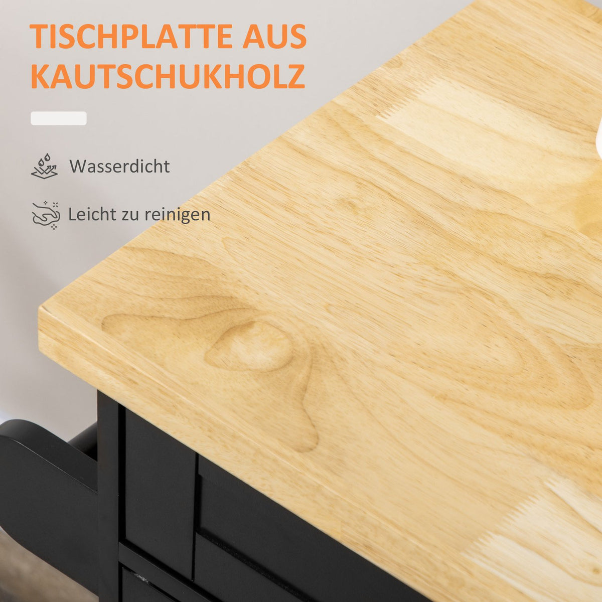 Kitchen Trolley Serving Trolley With Worktop Kitchen Trolley With Spice Rack, Towel Holder For Living Room Dining Room Black 109 X 40 X 89 Cm