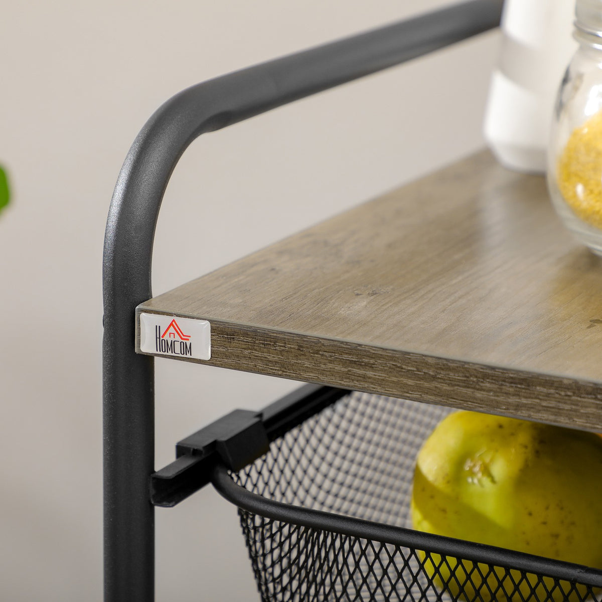 Kitchen Trolley With 4 Baskets, Storage Rack On Wheels, Serving Trolley For Bedroom, Steel, Black, 41.5X31X66Cm