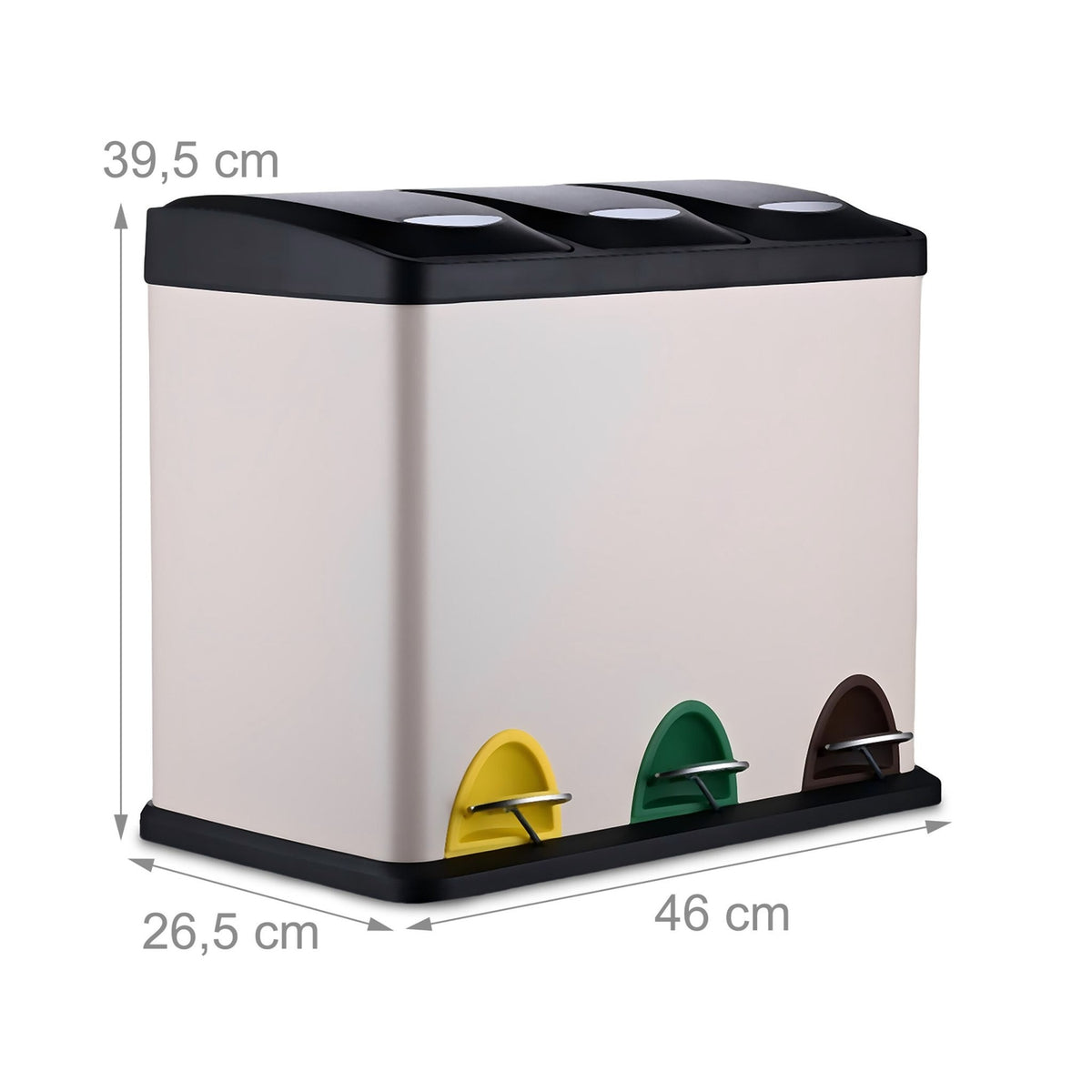 Kitchen Waste Bin, 3 Compartments, 8L Each