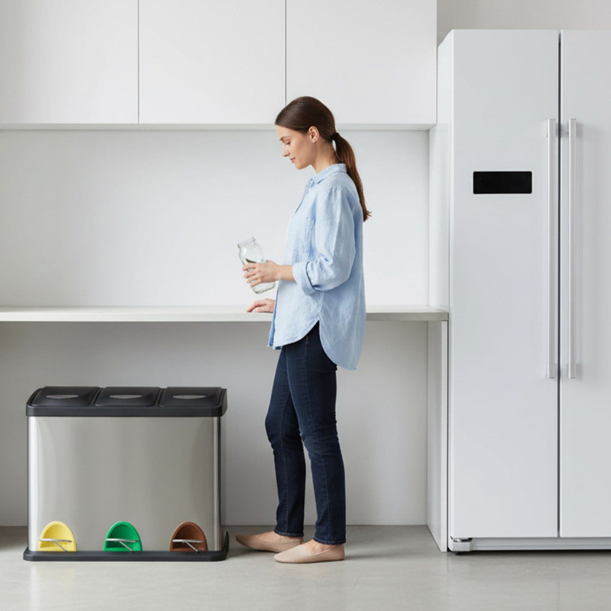 Kitchen Waste Bin, 3 Compartments, 8L Each