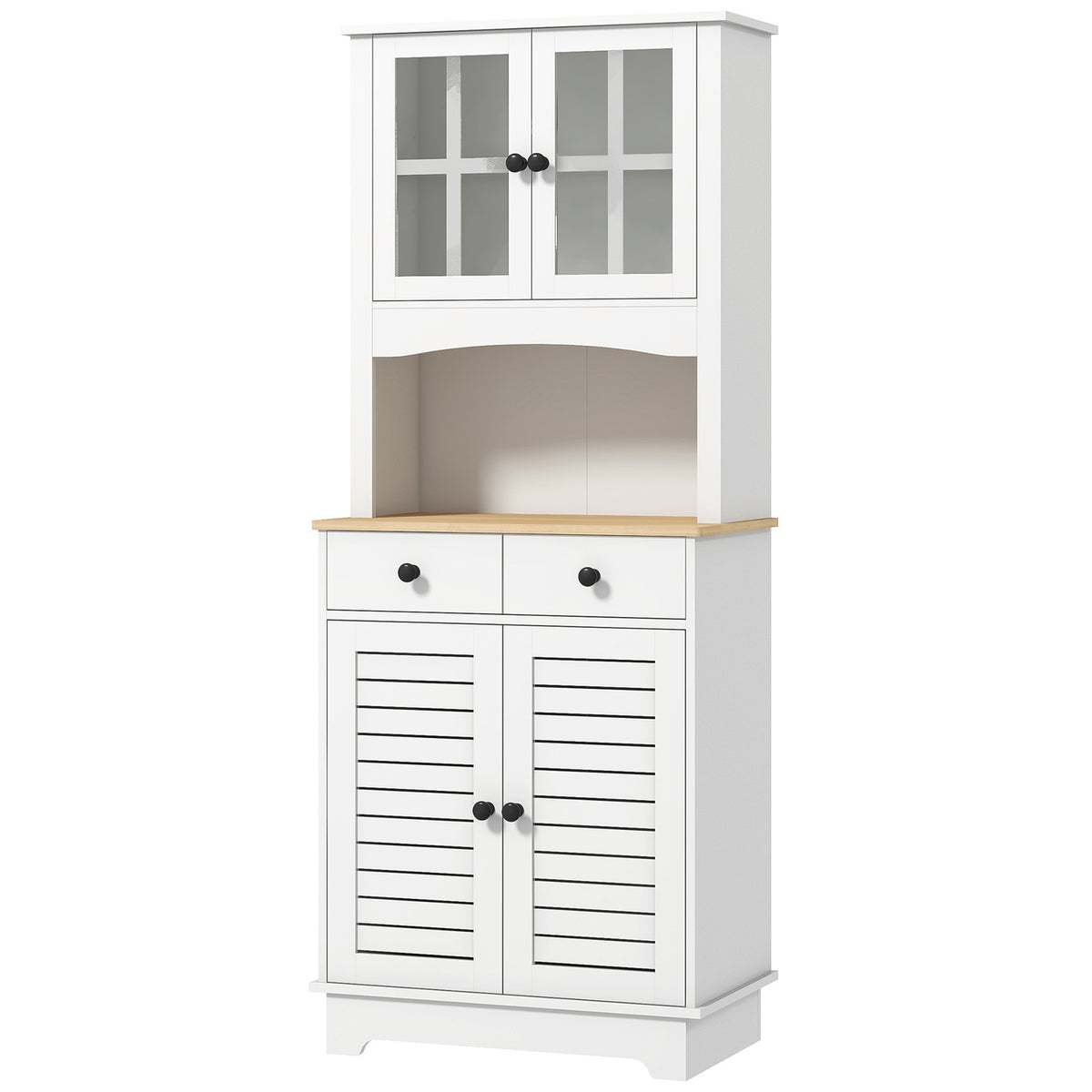 Kitchen cabinet, tall cabinet with 2 cabinets, kitchen buffet with adjustable shelves, buffet cabinet, dining room cabinet for kitchen, dining room, 68 x 39.5 x 170 cm, white