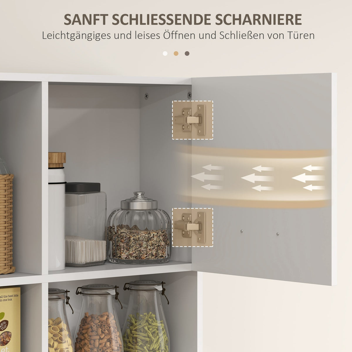 Kitchen cabinet, tall cabinet with adjustable shelf, drawer, buffet cabinet with soft-close door, display cabinet, storage cabinet for kitchen, dining room, 80 x 35 x 180 cm, white