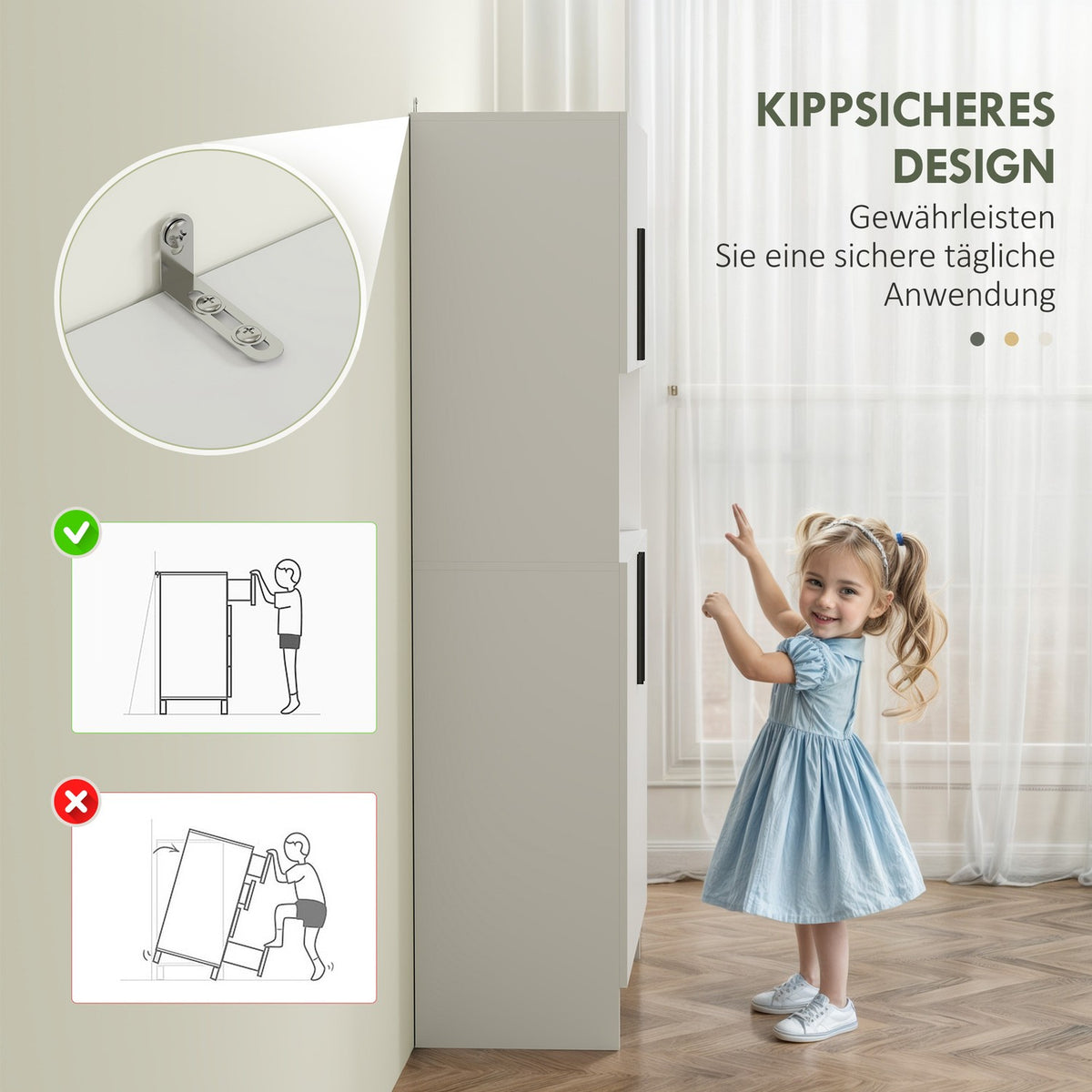 Kitchen cabinet, tall cabinet with microwave shelf, buffet cabinet with soft-close door, storage cabinet, display cabinet for kitchen, dining room, 79x40x175 cm white |