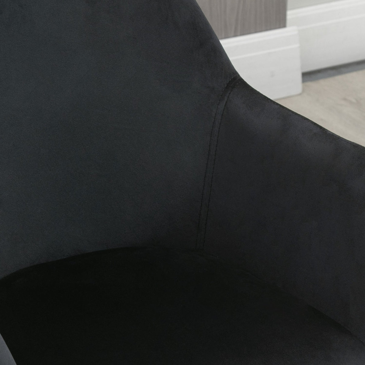 Kitchen chairs set of 2, load capacity 120 kg, ergonomic, with extended armrest, backrest, polyester, wood, 54x57x80 cm, black