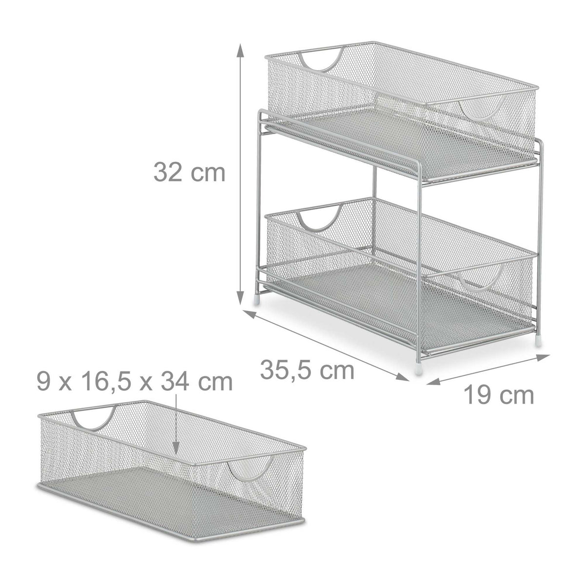 Kitchen organization with 2 pull-out baskets