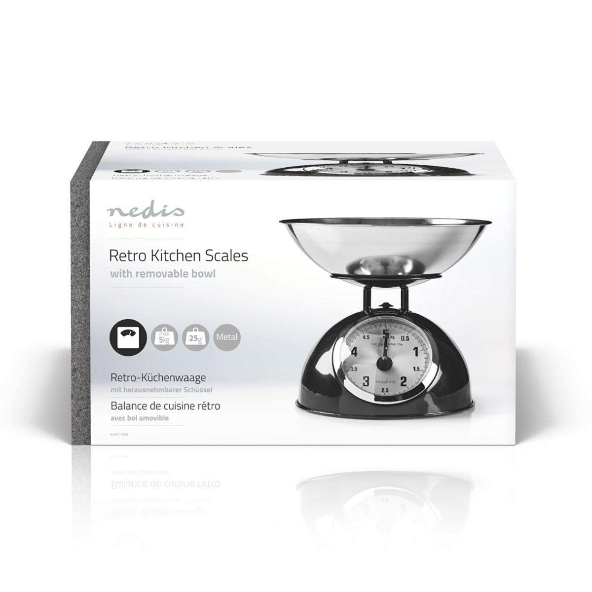 Kitchen scale | Analog | Stainless steel | Removable bowl | Black