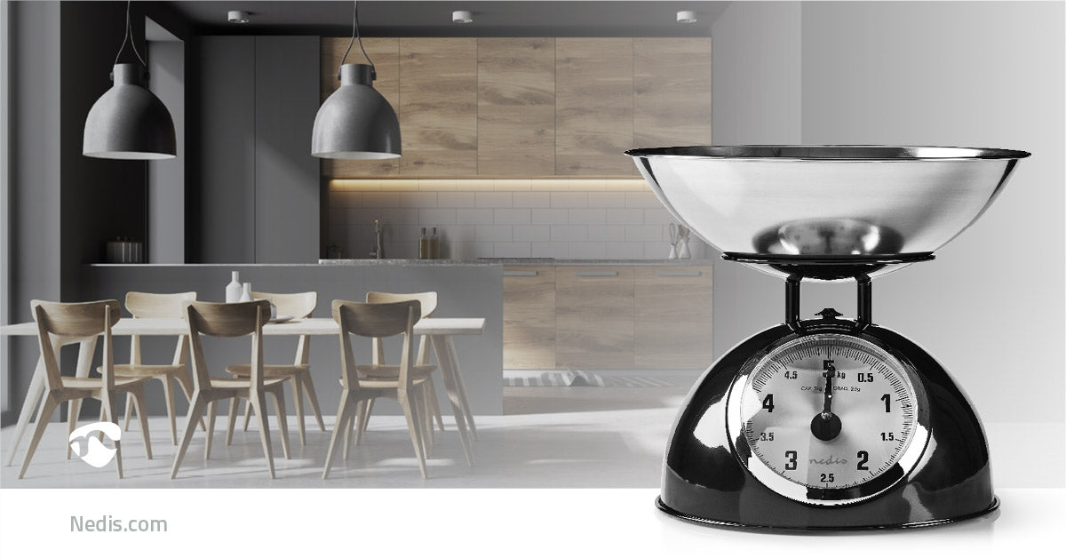 Kitchen scale | Analog | Stainless steel | Removable bowl | Black