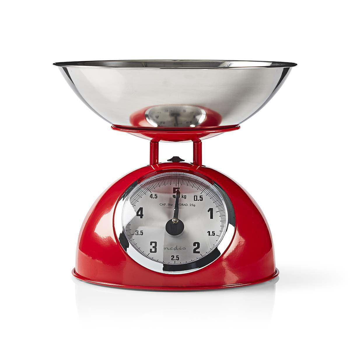 Kitchen scale | Analog | Stainless steel | Removable bowl | RED