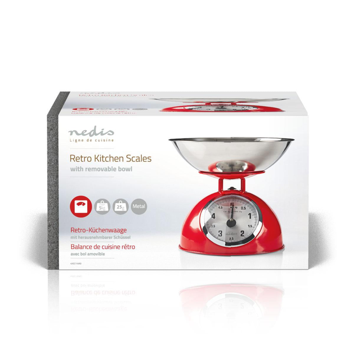 Kitchen scale | Analog | Stainless steel | Removable bowl | RED