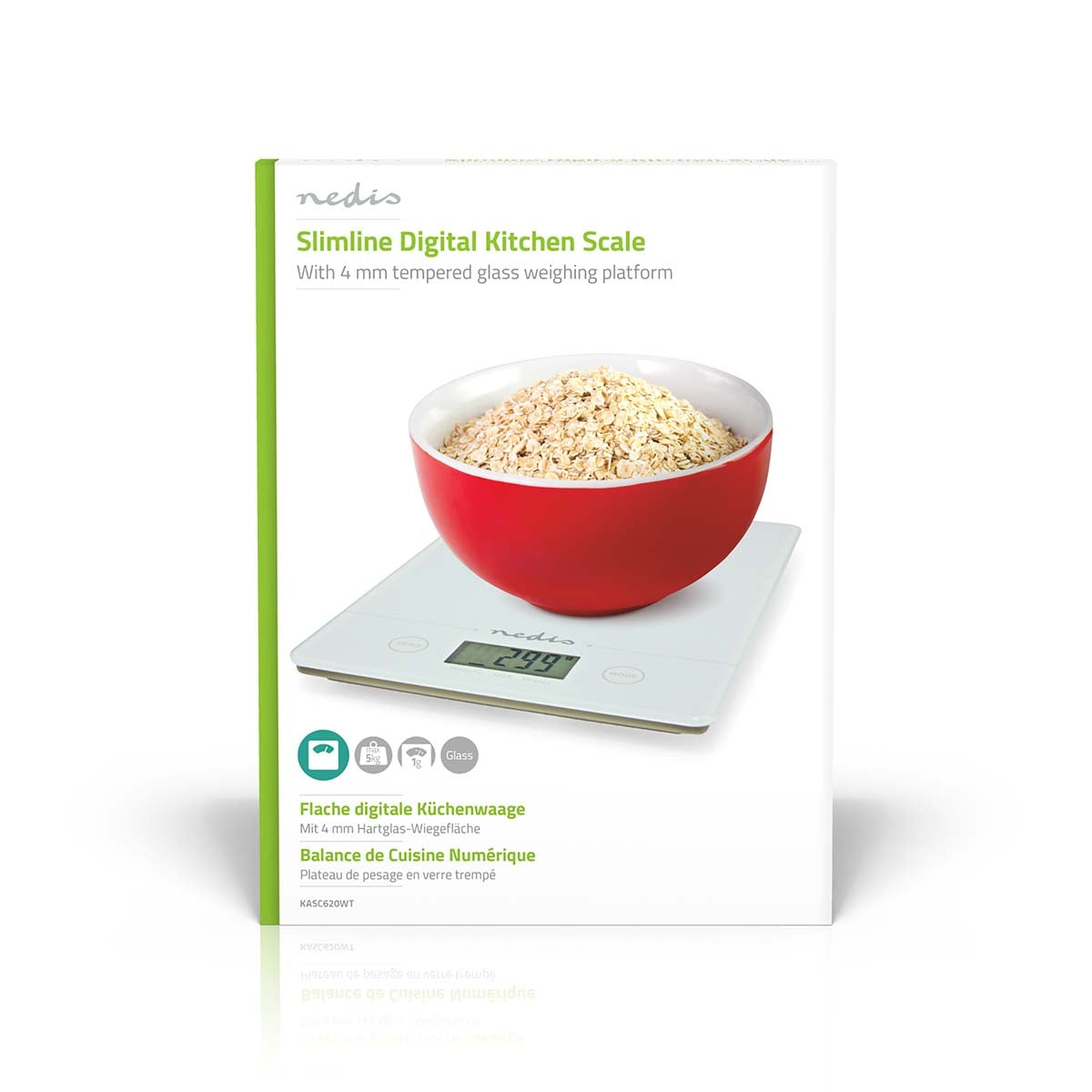 Kitchen scale | Digital | Glass / Plastic | CR 2032 Battery | White