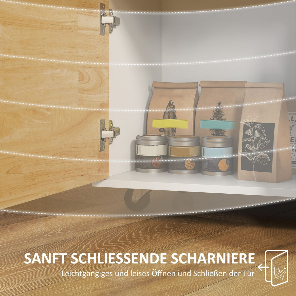 Kitchen trolley serving trolley with worktop, drawers, trolley with kitchen cabinet with soft close door, handle, kitchen island with open compartment for office, 107x50x85cm, oak