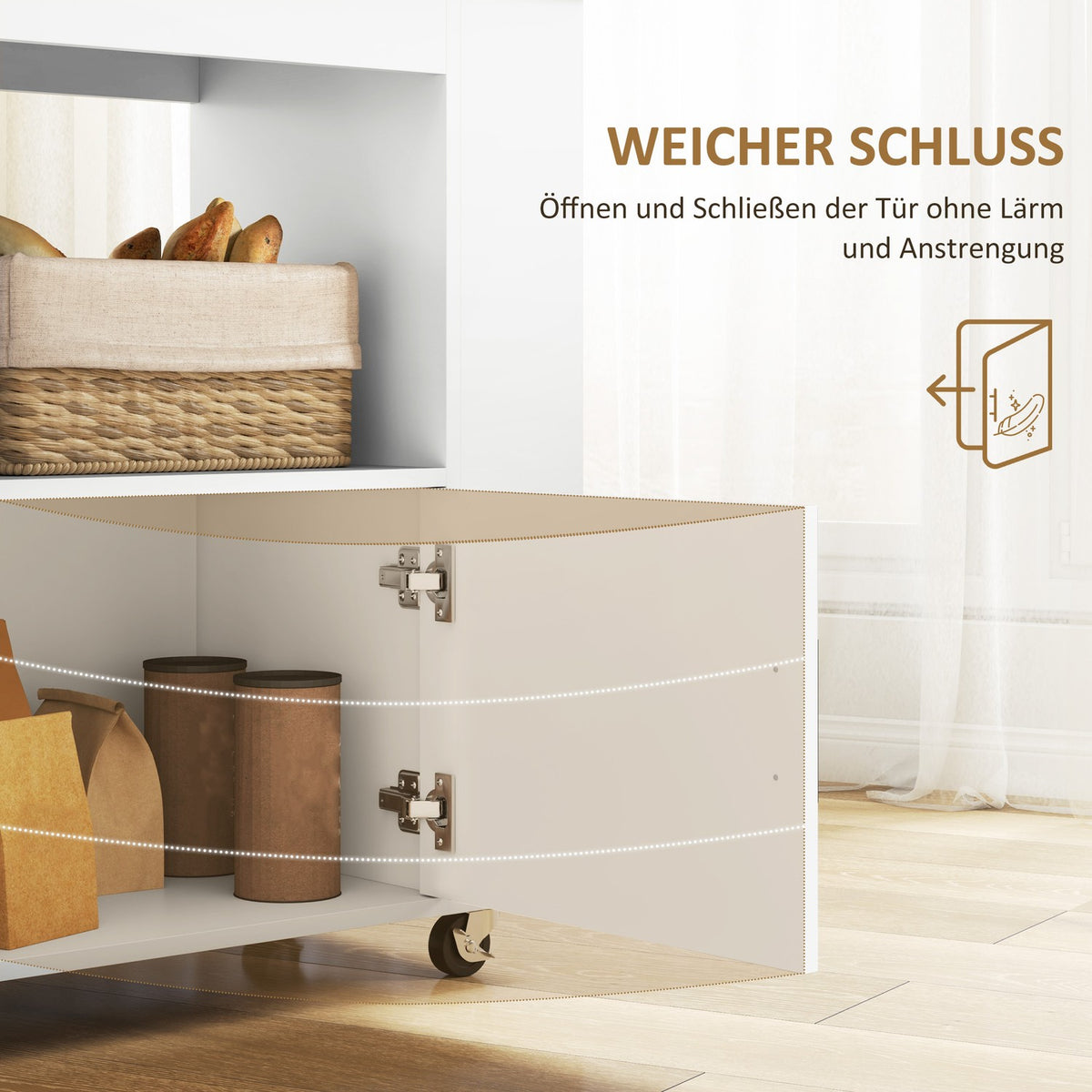 Kitchen trolley serving trolley with worktop, shelves, wine racks, kitchen cabinet trolley with soft-close hinges, handle, kitchen island for office, 83x40x83cm, oak