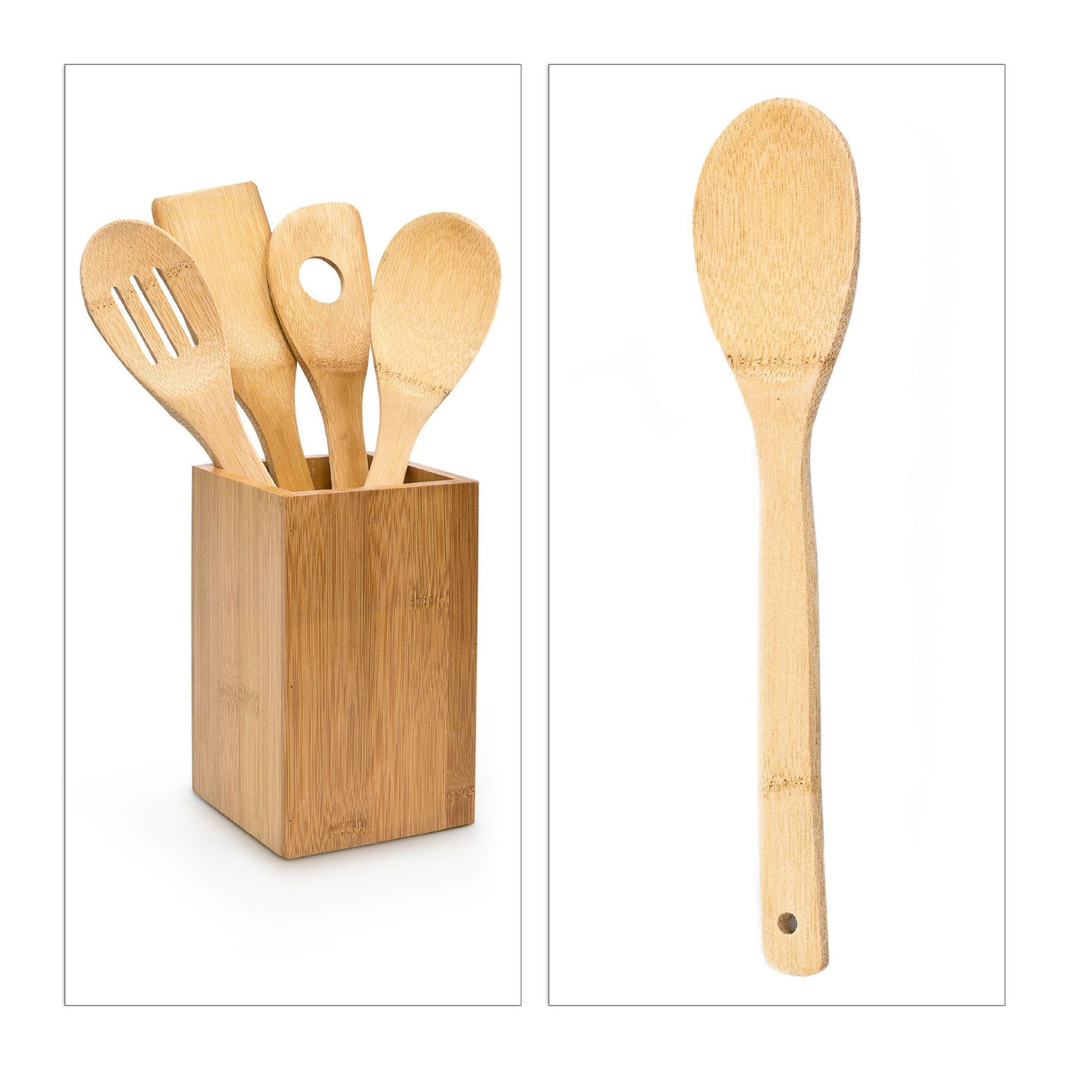 Kitchen utensil bamboo 5 parts with holder