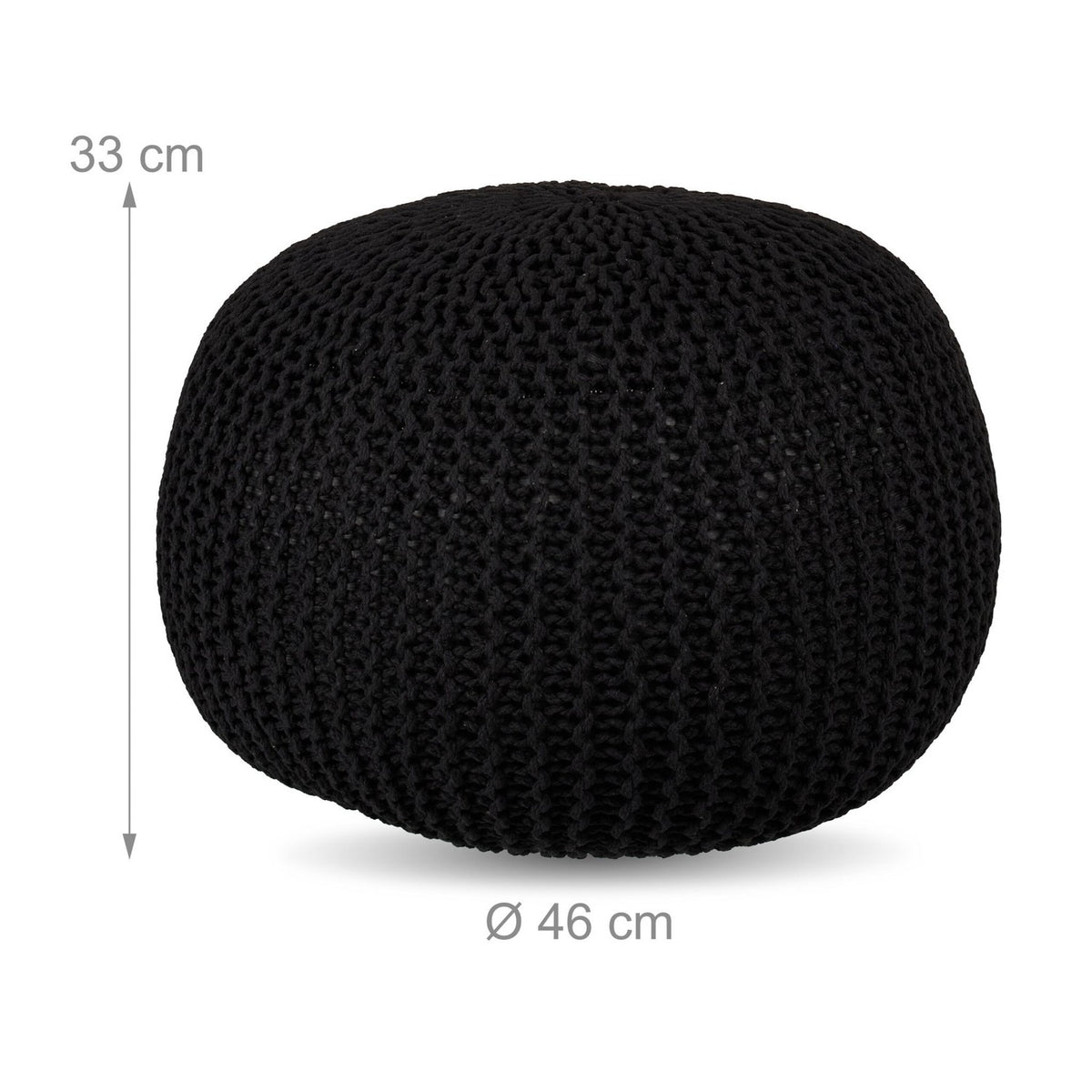 Knitted Pouf – Round, Boho Design, Polystyrene Fill