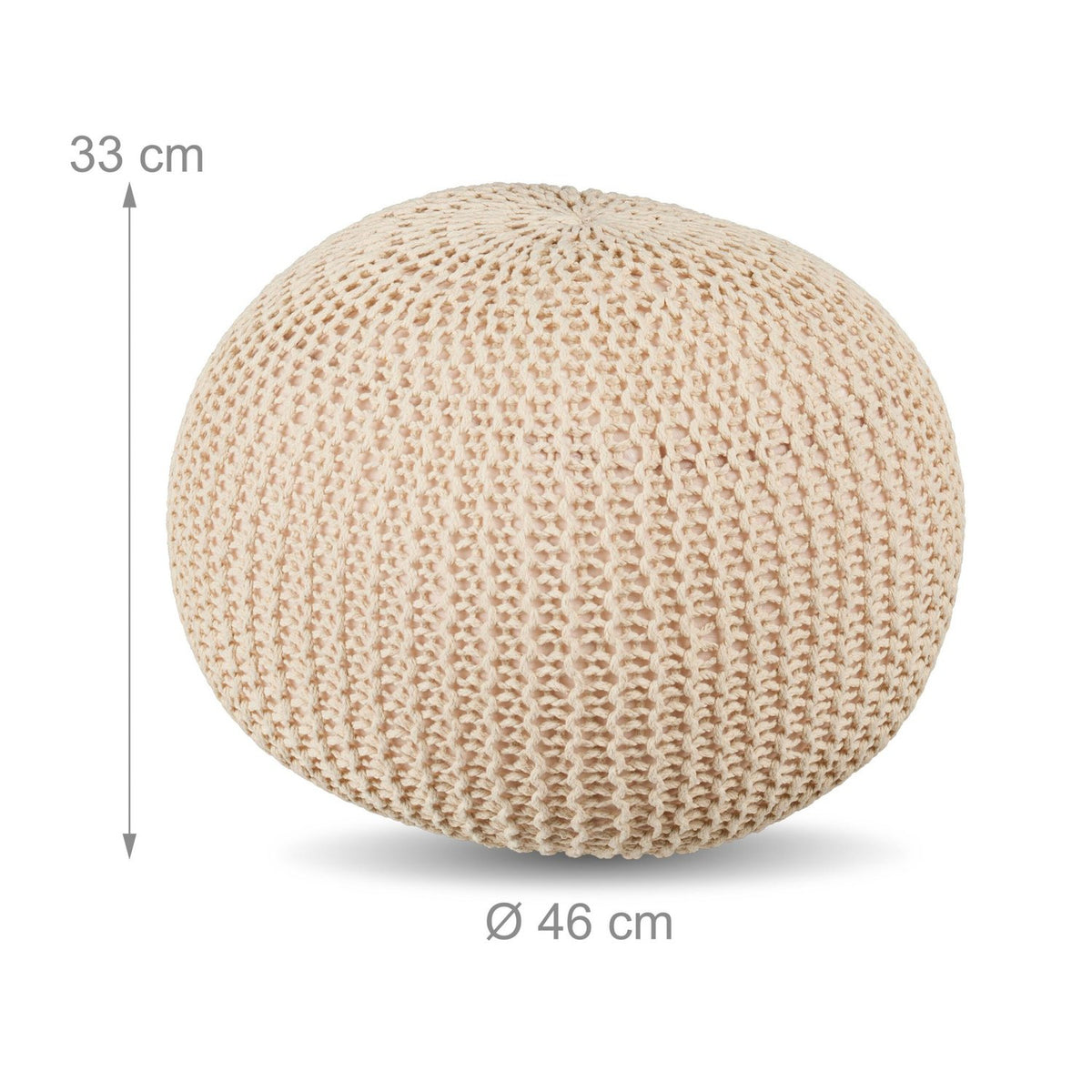 Knitted Pouf – Round Floor Seat, Boho Design