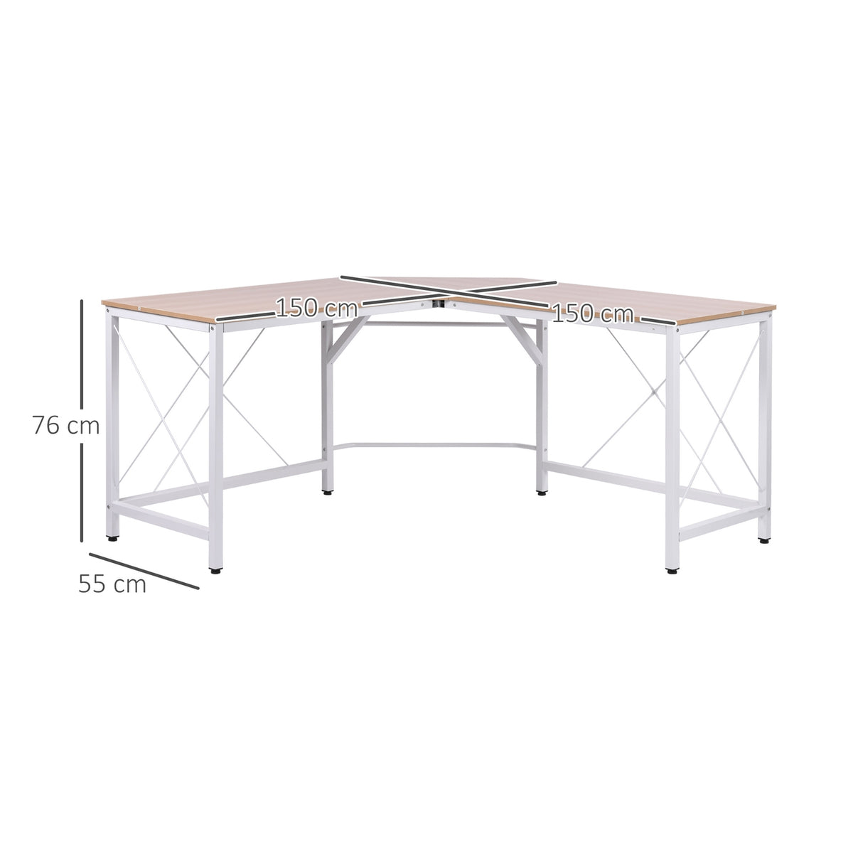L-Desk Corner Desk Angle Desk Work Table Mdf Natural 150X150X76Cm