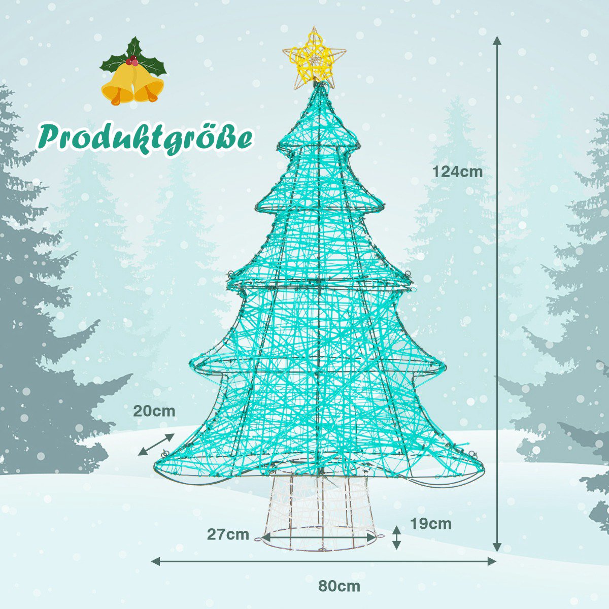 LED Artificial Christmas Tree 123cm, 520 Lights, Star