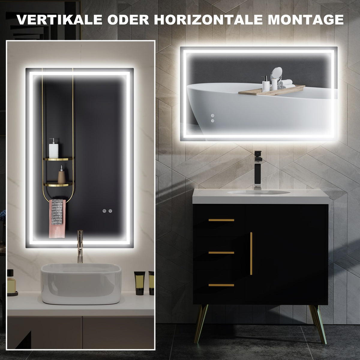 LED Bathroom Mirror – Adjustable Brightness, Anti-Fog, 100x60 cm